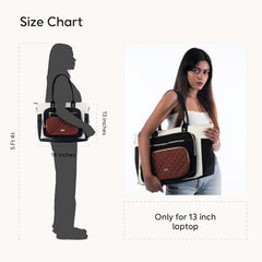 Bayne Tote Bag with Lunch Compartment | Laptop Bags for Women Office Use | Waterproof Handbag for Women | Elegant Office Bag for Woman | Tote Bag for Woman (Cream&Borwn)