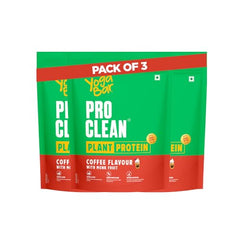 Yogabar Pro Clean Plant Protein | Coffee Flavour with Monk Fruit | 25g Protein per Serving | Clean & Natural Blend | 500g Pack of 2