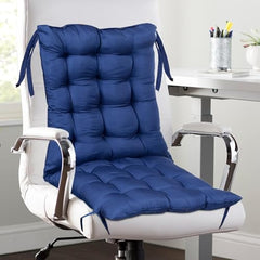 Kuber Industries 2 Pcs Cotton 16x16 Inch Chair Cushion for Sitting | Chairs Cushion For Home, Office, Dining Chair, Car, Meditation | Back Rest Support Chair Cushion with Ties | Plain - Cream