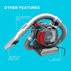 BLACK+DECKER PD1200AV-B1 12V Corded Dustbuster Flexi Auto Handheld Vacuum Cleaner, 560 ml Bowl Capacity, Car Vacuum Cleaner, 5 Meter Cable, 1 Year Manufacturer Warranty