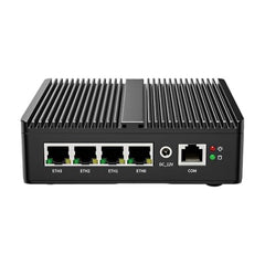SKULLSAINTS Onyx: J6412 Fanless Mini Industrial PC with 4X 2.5G i226 LAN, WiFi 6, Soft Router Firewall, HDMI2.0, and 13 Ports