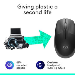 Logitech M190 Wireless Mouse , Full Size Ambidextrous Curve Design, 18-Month Battery with Power Saving Mode, USB Receiver, Precise Cursor Control + Scrolling, Wide Scroll Wheel, Scooped Buttons -Black