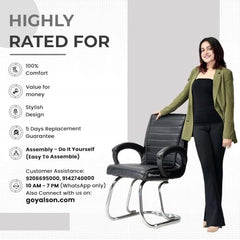 KITHANIA Executive Office Home Study Chair Library Chair with Cushioned Arm Rest & Seat Back, Reception or Conference Room Seating, 100 Kgs Limit (2, Pink, Double Pipe Chrome Frame)