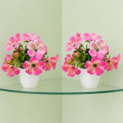 fancymart Artificial Flower Plant Home Décor with Small Size Pot | Pack of 2 | Plant Hanging for Home Decor | Office Decor (DESIGN-01)