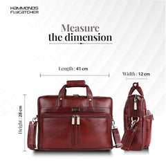 Hammonds Flycatcher Genuine Leather 15.6 Inch Laptop Office Bag for Men | 15.6” Padded Laptop Sleeve| 3 Zip Pockets| Detachable & Adjustable Strap| Pen,Wallet & Mobile Pocket |Durable|1 Year Warranty