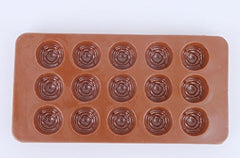SYGA Silicone Rose Flowers Shape Chocolate Jelly Candy Mold, Cake Baking Mold, 15-Cavity Bakeware Mould, Brown
