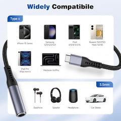 Type C to 3.5mm Audio Jack Connector/Adapter 6 months Warranty with DAC