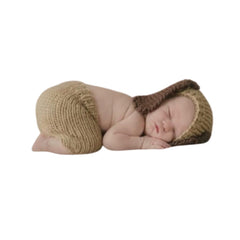 MOMISY Baby Photography Props, Includes Nappy Cover & Cap for Kids Parties Anniversaries Photography-Long Ear-Set of 2 Pieces-Brown