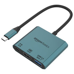 Amazon Basics Pro Series 6-in-1 USB HUB, USB-C PD 3, HDMI (4k@60Hz), USB 3.0-5 GBPS Data Transfer Speed, Aux 3.5, Docking Station with Instant Screen- On/Off and One-Click Mute Button (Turquoise)