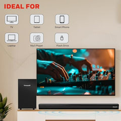 Honeywell Moxie V500 10W Portable USB Wired Soundbar, Speaker for PC,Desktop and Laptop with Volume Control and 3.5 mm AUX,2.0 Channel,52mmX2 Drivers,Plug &Play,2 Yrs Maufacuturer Warranty