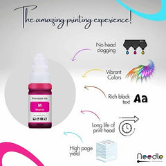 Needle GI 790 Ink Refill for Canon Pixma G1000 G1010 G2000 G2010 G3000 G3010 G4000 G4010 G4085 - Magenta 500gms with Empty Bottle & Funnel - Compatible Ink for Canon GI 790