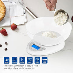 Ant Esports AEKS200 Kitchen Weighing Machine with Bowl, Weighing Scale for Fitness, Shop,Home Baking/Cooking with Large LCD Display,Tare Function,Over Load Indicator,Weigh Upto 5Kgs,30 Months Warranty