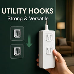 Ydbv Heavy Duty Adhesive Wall Hooks Pack of 10 | Male-Female Interlocking Adhesive Wall Hooks | Strong No Drill Utility Hanger for Kitchen, Bathroom, Router & Extension Board