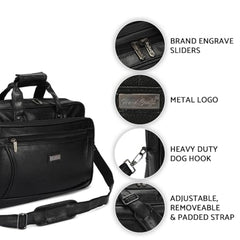 Hard Craft Vegan Leather Office Laptop Messenger and Shoulder Side Sling Hand Bag For Men Corporate Executive Briefcase Bag For Man Supports Laptop Upto 15.6 inches