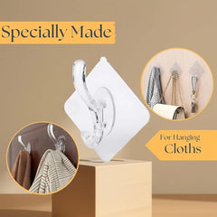 Shivstor 15 Pack Self Adhesive WallHook Heavy DutyHook for Hanging Without Drilling Transparent Nail Free StickyHook Strong Wall Hanger Set of 15 FlowerHook for Kitchen Bathroom Home Storage