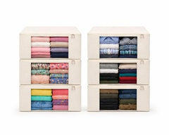 lifestice Cotton Clothes Storage Bags with Zipper|Cotton Canvas bags | Lehenga Storage Bags Big Size For Women's Dresses, Sarees, Lehengas (PACK OF 9)