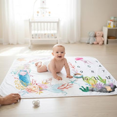 MOMISY Milestone Blanket for Baby, Light and Thin Flannel Blanket Background for Baby New Born Blanket Photoshoot Props (Mermaid, 135 * 100 CM)