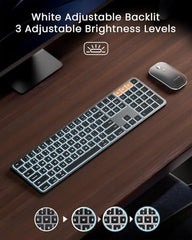 ProtoArc Backlit Bluetooth Keyboard Mouse for Mac, KM100-A Ultra Slim Wireless Keyboard Mouse for Mac, Rechargeable, Multi-Device for MacBook Pro, MacBook Air, iMac, iPhone, iPad, Space Gray