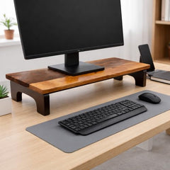 WELL KNOWN 72Cm Long Wooden Computer Monitor Stand, Monitor Riser Desk Shelf Desktop Stand TV Laptop Riser (72cm Long, Single Shelf) (d)