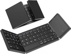 HETVIN Foldable Bluetooth Keyboard, Tri- Foldable Portable Wireless Keyboard with Touchpad, USB-C Rechargeable for iOS, Android, Windows System Laptop Tablet Smartphone Device