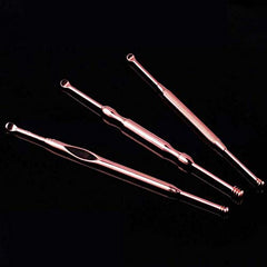 SYGA 3 Pieces Set Copper Coloured Ear Wax Pick Remover Curettes - Better Ear Hygiene with Medical Grade Ear Cleaning Tools