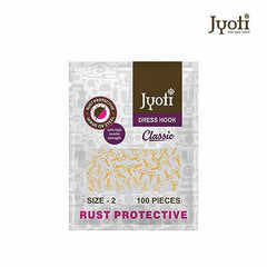 JYOTI Dress Hook (50 Hooks of 3 Wire Size 2 of Brass Material in Nickel Free Finish in a Pouch), Hooks for Ladies Blouses, Dresses, Chudidars, Children Dresses, Frocks, and Gowns - Pack of 5 Pouches