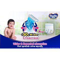Mamypoko pants All night absorb| Pant Style Baby Diapers Large Size(L), 124 Count,(62*2) Ideal for 9-14Kgs|1 Diaper= Upto All night Absorption|Wider Crisscross Sheet|Gentle Coco Care| 12hr Leakage Protection| Prevents Heaviness.
