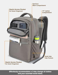 Lavie Sport 45cm Pioneer 24 Litres Laptop Backpack with Trolley Sleeve For Men & Women|Vegan Leather|Office Travel Backpack|Front organizer|Bottle Holder|Fits upto 14" Laptop