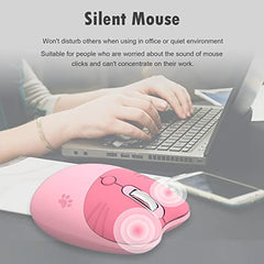 Lomiluskr Cute Cat Wireless Mouse, Lightweight Soundless Mice, 2.4G Wireless Mice, Candy Colors, Kawaii Mouse for Girls and Kids (Purple)