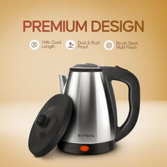 Longway Kestro 2 Liter Electric Kettle with Stainless Steel Body for Boiling (Black & Silver, 1500 Watt)