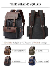 FUR JADEN Eco Friendly Travel 4 Compartment Laptop Backpack Made of Water Resistant Sustainable Canvas and Vegan Leather for Unisex for Travel Hiking Work (Coffee)