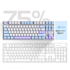 MageGee 75% Mechanical Gaming Keyboard with Brown Switch, LED White Backlit Keyboard, 87 Keys Compact TKL Wired Computer Keyboard for Windows Laptop PC Gamer - Retro Grey/White