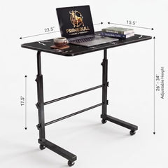 PRIMEBULL Adjustable Laptop Table with Wheels, Multi-Purpose Study Table | Bed Table | Height Adjustable for Office & Work from Home | Space Saving | Easy to Assemble (PRIMEBULL - Natural Wood)