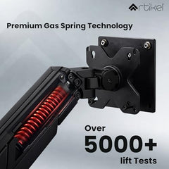 ARTIKEL Armour Monitor Stand for Desk Mount Adjustable Gas Spring Assisted vesa Monitor arm for Table with Full Motion arm with C Clamp Grommet Mounting Base Computer Monitor Stand Upto 40 inches