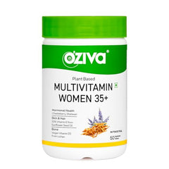 OZiva Plant Based Multivitamins for Women 35+| For Hormonal Health, Skin & Hair, Bone Health| With Chasteberry, Vitamin E & D3, 50 Vegetarian Tablets