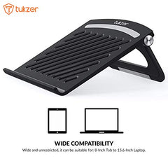 Tukzer Foldable Laptop & Tablet Stand Riser for Laptop/MacBook/Notebook Up to 15.6-Inches, with Multi-Angle Adjustment, Lightweight & Ergonomically Designed (Black)