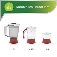Philips HL7579/00 600 Watt Turbo Juicer Mixer Grinder with 3 Jars -Blend and Carry, Nutri Juicer Jar, Multi Purpose jar