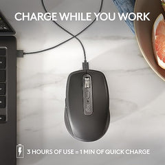 Logitech MX Anywhere 3S Compact Wireless Mouse with Free Adobe Subscription, Fast Scrolling, 8K DPI Any-Surface Tracking, Quiet Clicks, Programmable Buttons, USB C, Bluetooth - Graphite