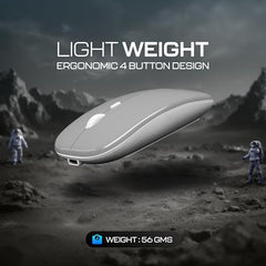 Geonix Opal A11 Optical Wireless Mouse | High Precision Tracking, Silent Click, 3 DPI Modes, Type-C Rechargeable, 10 m Range, 4-Button Ergonomic Design