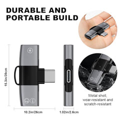 Verilux® 2 in 1 USB-C to 3.5 mm Audio & PD 60W Charging Adapter