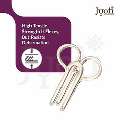 JYOTI Dress Hook (50 Hooks of 3 Wire Size 2 of Brass Material in Nickel Free Finish in a Pouch), Hooks for Ladies Blouses, Dresses, Chudidars, Children Dresses, Frocks, and Gowns - Pack of 5 Pouches