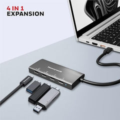 Honeywell Newly Launched Momentum Type C to 4xUSB C 3.2 Gen 2 Port Type C Hub, 10 Gbps Transmission Speed, 30 cms, Premium Metallic Finish, Compatible with All Type C Port Devices