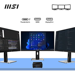 MSI Cubi 5 12M Mini PC Barebone - Intel Core i5-1235U CPU, 4 x USB (10Gbps), Thunderbolt 4, HDMI 2.0b & DP 1.4, Wi-Fi 6E, Bluetooth 5.3 - Black, Support Windows 11 Pro