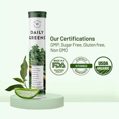 Wellbeing Nutrition Daily Greens | Wholefood Multivitamins with Vitamin C, Zinc, B6 for Immunity & Detox with Organic Certified Plant Superfoods & Antioxidants (15 Effervescent Tablets) Pack of 2