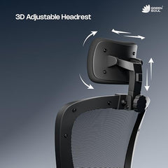 Green Soul Jupiter Superb | Ergonomic Mesh Office Chair for Work | 3 Year Warranty | Multi-Lock Synchro Tilt Recline Mechanism | 2D Armrest | Adjustable Lumbar | High Back | Black