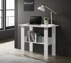 DeckUp Eden Home Engineered Wood Study Table and Office Desk (White, Matte Finish)