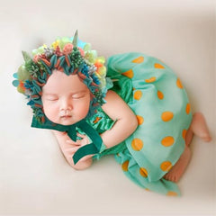 MOMISY Newborn Baby Girl Cap for Photography Props, Children's Headdress (in, Age, 0 Months, 3 Months, Green)