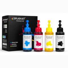 Splashjet Sublimation Ink for Epson - Heat Transfer Printing on Mugs, Mobile Cases, Polyester T-Shirts etc for use with Epson Printers - L130, L220, L360, L380, L1300 - (70gm x 4 Colour) - 501906