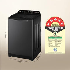 Haier 8 Kg, In-Built Heater, Front Panel Design, NZP Technology, Oceanus Wave Drum, Fully Automatic Top Load Washing Machine (ETL80-HC5S8 | Dark Jade Silver)