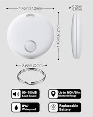Reyke Air Tracker Tag for iOS, Pair with Apple Find My App, Tracking Device for Luggage, Keys, Backpack, Wallet, IP67 Waterproof, Replaceable Battery, White